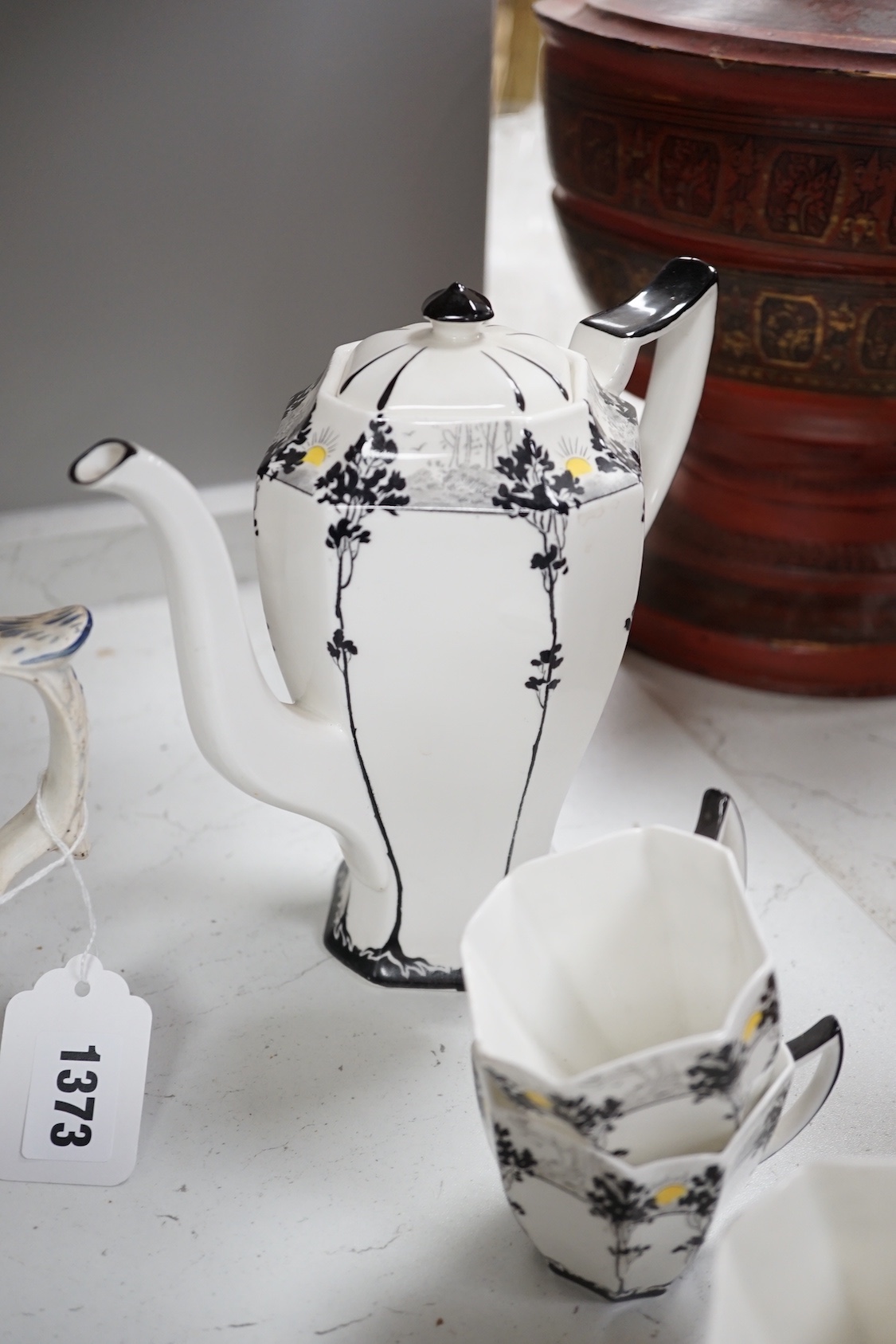 A Shelley ‘Trees and Sunset’ 11479 pattern part tea set